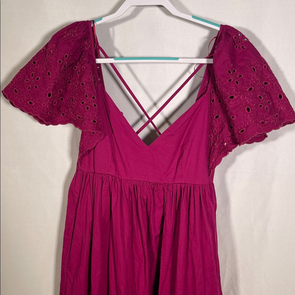 Anthropologie Magenta Eyelet Maxi Dress - Picture 4 of 10